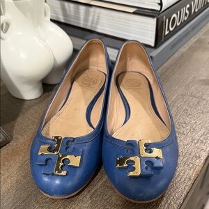 Tory Burch Royal Blue Flats with Gold Accents